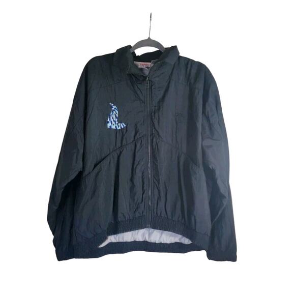 Vintage 80s Todd 1 Windbreaker Black Embroidered Nylon Track Jacket Men's Sz 1X - Picture 1 of 14
